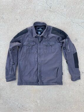 Scorpion EXO Abrams Moto Utility Jacket Grey Black Cotton Patches Zip Techwear